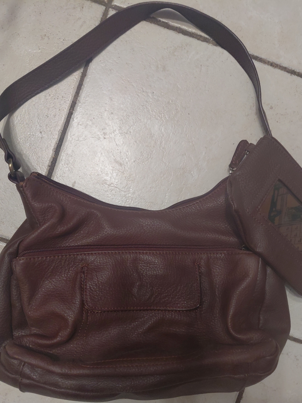 Classic Brown Vegan Leather Shoulder Bag - Unbranded
